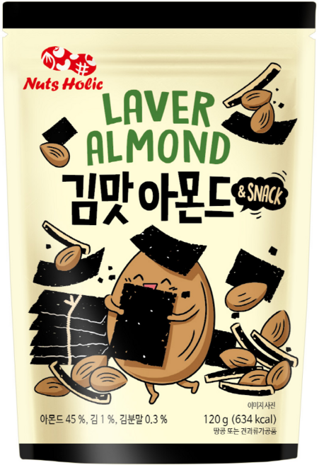 HALAL 넛츠홀릭 김맛아몬드&Snack, 120g, 1개