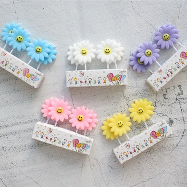 쁘아 생일초 파티초 꽃모양초, 노랑, 1개