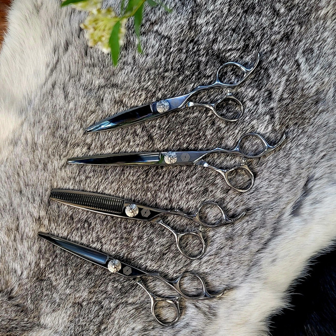 [HAN가위] 미용 전문 가위 4종 세트 ( 블런트가위 틴닝가위 장가위 슬라이싱가위 ) /헤어 전문가용 디자이너용 미용실, 블런트가위6인치&틴닝가위&장가위 & 슬라이싱가위, 1개