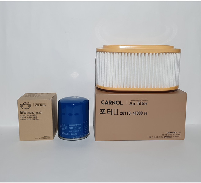 CARNOL 포터2 디젤 오일필터 + 에어필터 세트 26330-4A001 28113-4F000, 1개, 에어필터+오일필터