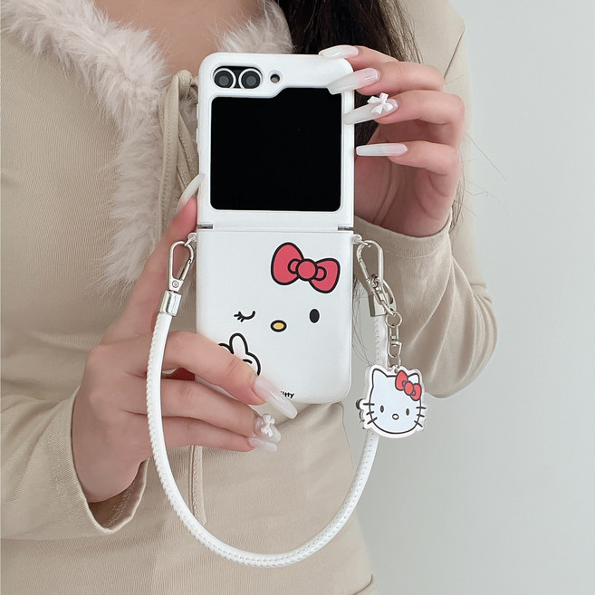 아펙시움 핸드폰케이스 갤럭시 z플립5 z플립6 z플립7 낙상 방지 팔찌 케이스 귀여운 고양이