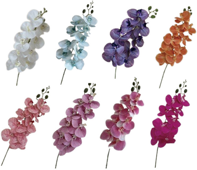 仿真蝴蝶蘭花束 多色可選 居家裝飾擺件 客廳臥室適用 美化環境 營造浪漫氛圍, 白色, 1個