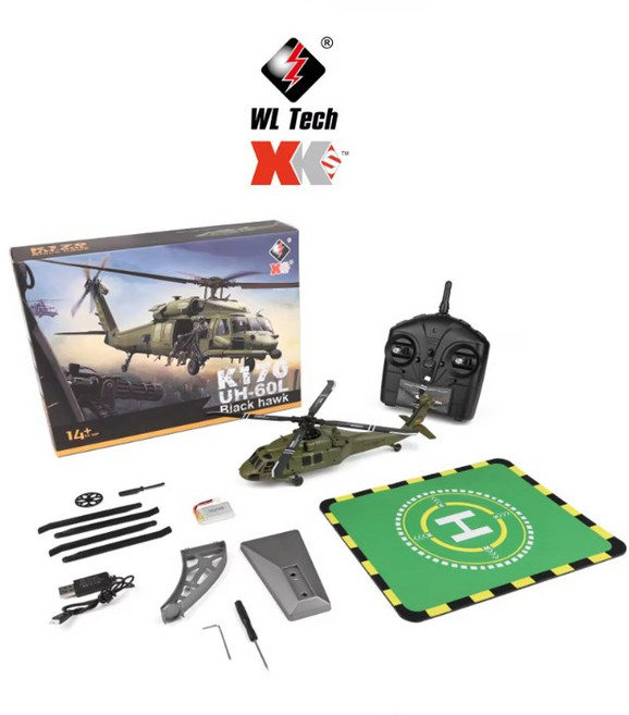 (당일 발송) 새로운 K170 블랙 호크 Uh60l Rc Heli X 4 채널, 1개