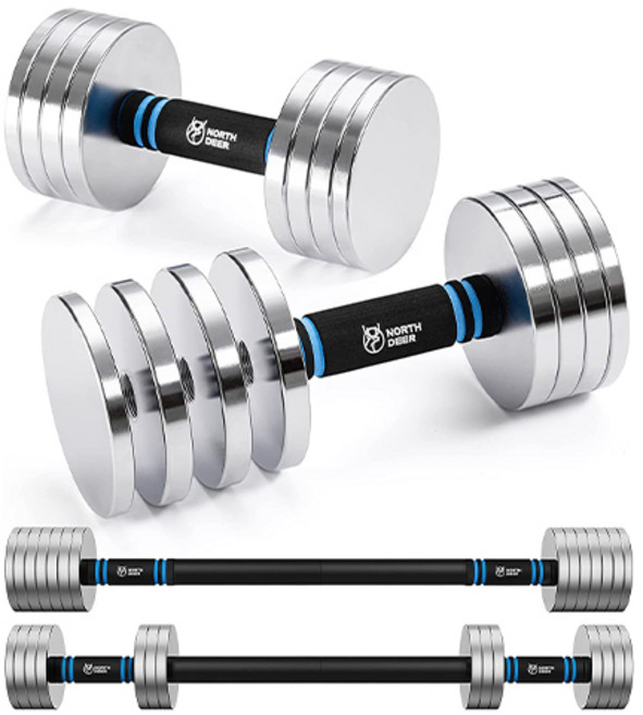 Northdeer 강철 무게조절 덤벨/바벨 (15/20KG) 중량조절 조립식 다용 홈트 휴대용 아령 세트, 2개, 10kg