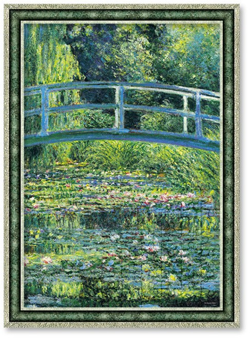 수련 연못 직소 퍼즐+액자 세트 명화 1014피스, 1개, 앤틱그린
