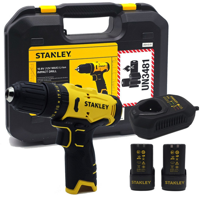 스탠리 12V 햄머드릴세트 전동드릴 배터리 2개+케이스+충전기 풀세트 구성, 1세트