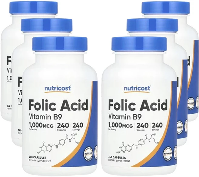 뉴트리코스트 엽산 1 000mcg 240캡슐, 6개, 240정 - 쿠팡