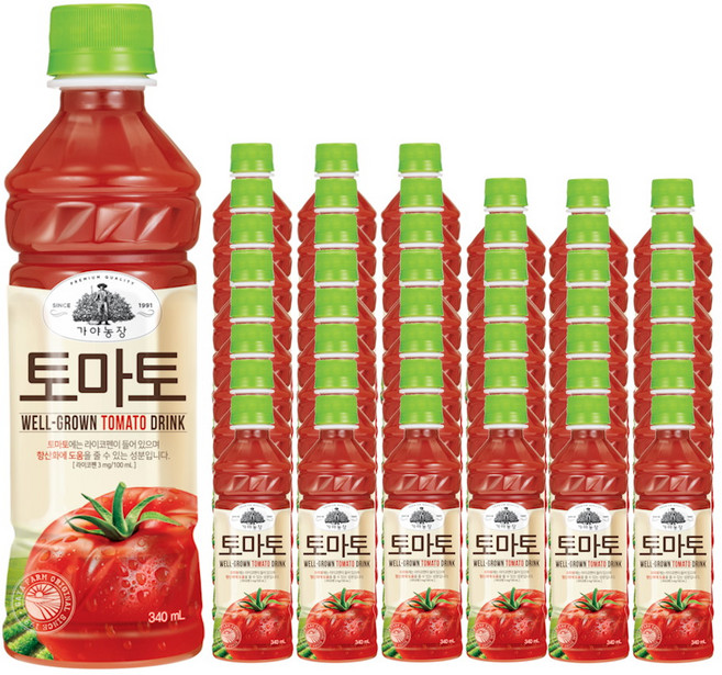 웅진 가야농장 토마토 주스, 340ml, 46개