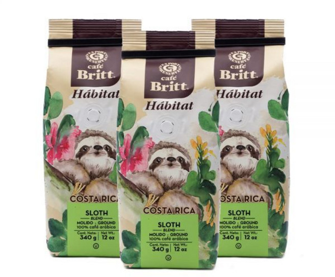원두커피 그라운드 분쇄 커피 카페 브릿 코스타리카 해비타트 나무늘보 (12온스) (3팩) 아라비카 코셔 글루텐 프리 100% 고메 & 미디엄 라이트 로스트, Caramel, 12 Ounce (Pack of 3), 340g