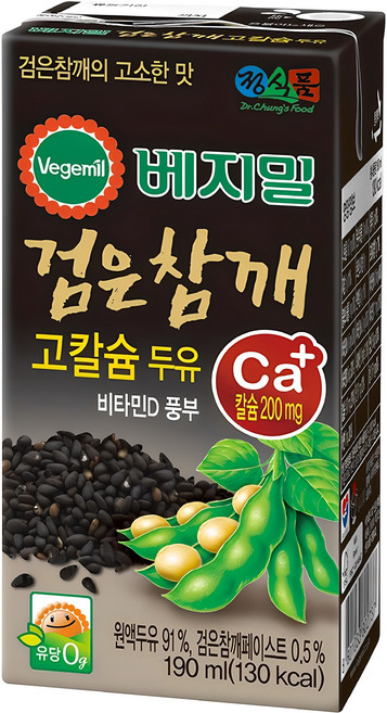베지밀 검은참깨 고칼슘 두유 190ml 팩, 48개