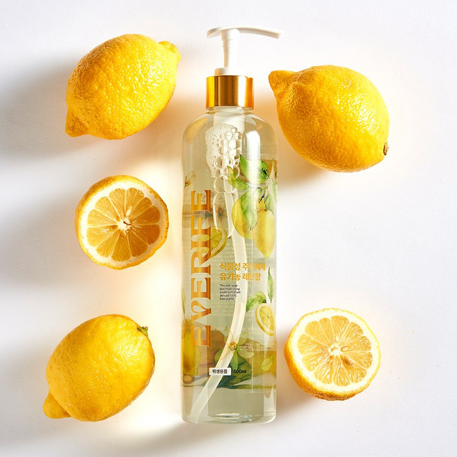 에브리프 올가닉 식물성 레몬향 주방세제 500g, 1개, 500ml