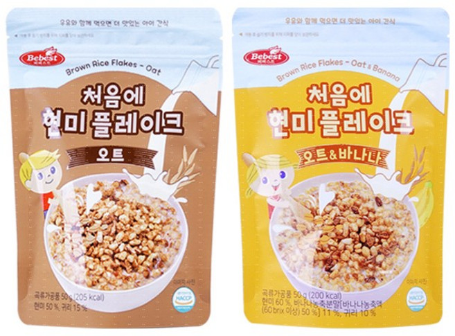 베베스트 처음에 현미 플레이크 2종 (오트+오트바나나), 100g, 1세트, 혼합맛