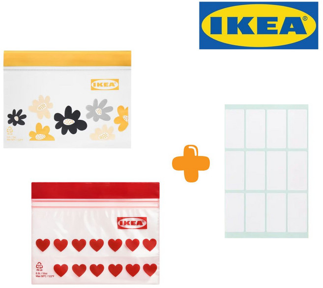 [이케아정품]이케아 미니옐로 하트 지퍼백 접착메모지, 1세트, 76개, 미니(XS)