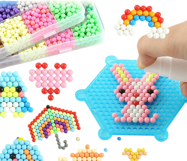 神奇水魔珠DIY玩具 水溶珠 百變造型 兒童益智拼圖 安全無毒 30色3000粒豪華配件組, 1個, 女生款:30色3000粒+豪華配件(彩盒, 彩色