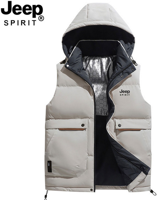 지프스피릿 남녀공용 후드 탈부착 패딩조끼 베이직 웰론 패딩조끼 2992