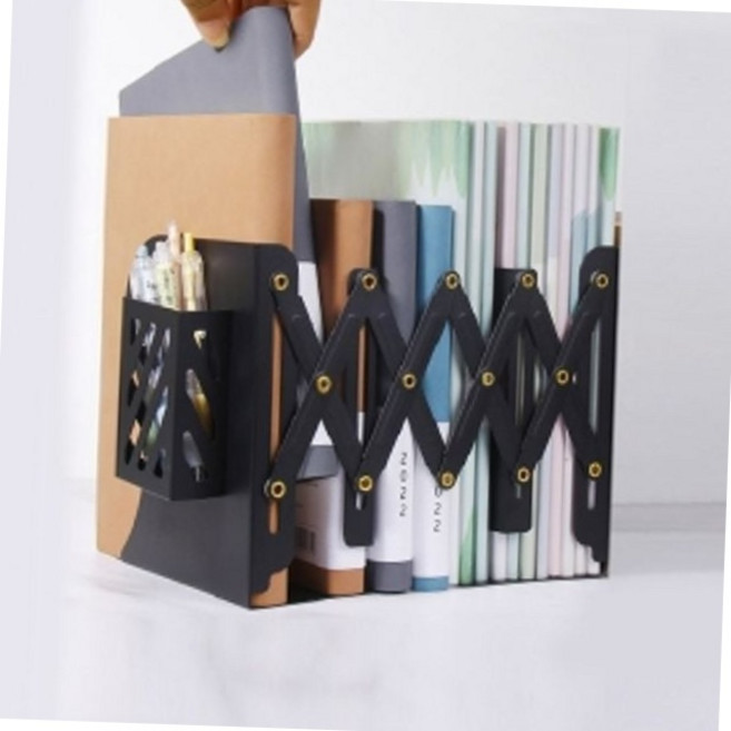 자바라 접이식 철제 책꽂이 길이조절 펜꽂이 북엔드 사무용품 연필꽂이 슬라이딩책꽂이