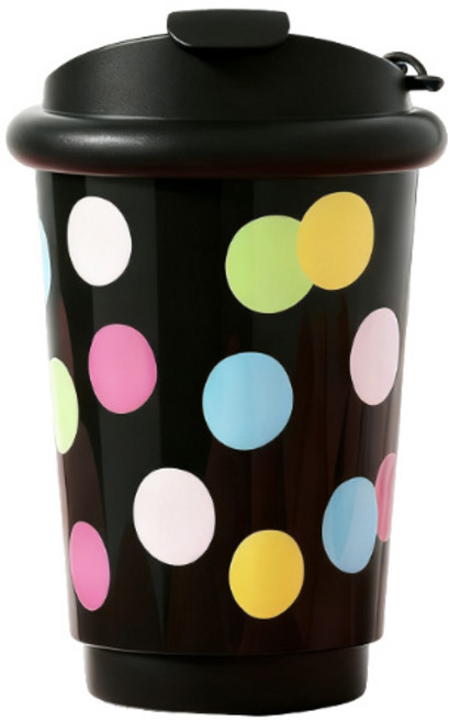 스타플러스 Y2K 휴대용 커피컵 400ml, 1개, 폴카블랙