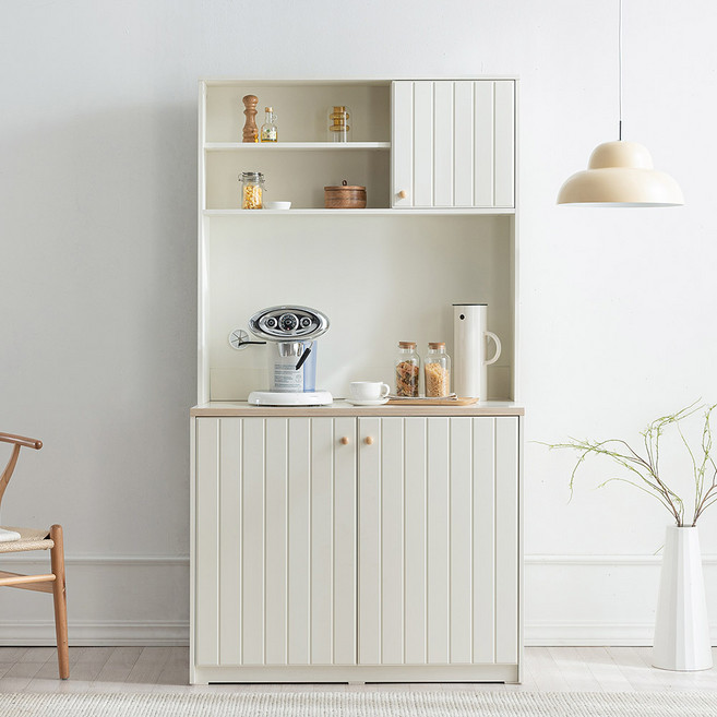 리센트 퐁듀 홈카페 주방수납장 1000 상부장세트, 아이보리