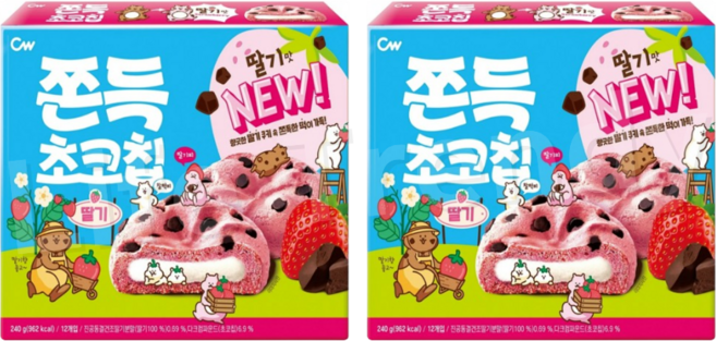 청우식품 쫀득초코칩 딸기, 2박스, 240g