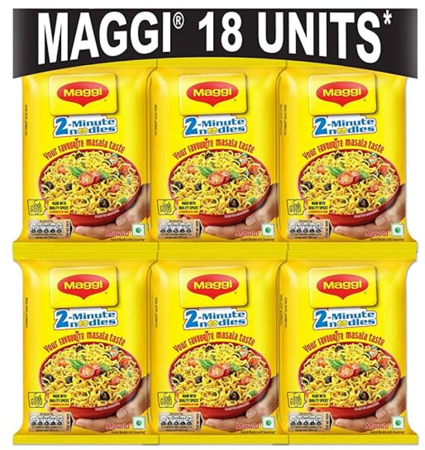MAGGI 2-Minute Masala Noodles with Goodness of Iron 70g pack of 18 (1.26kg), 1개, 1.25kg