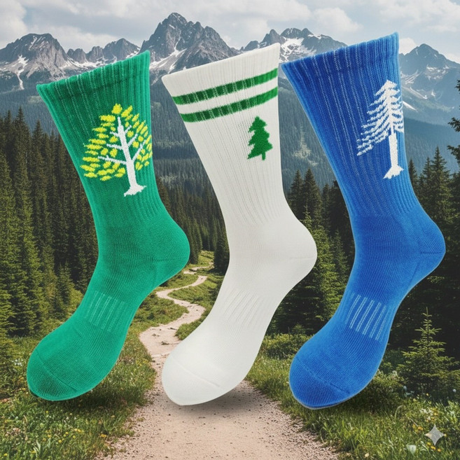 무스마운틴 럭키트리 기능성 등산양말 트레킹 바닥두꺼운 스포츠 런닝 여성 남성 양말 선물, 3개, 그린,블루,화이트