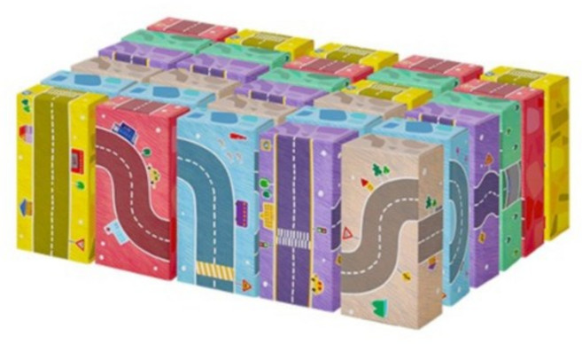 캐스비 종이벽돌블럭 도로 30p, soft mixed colour, 1개