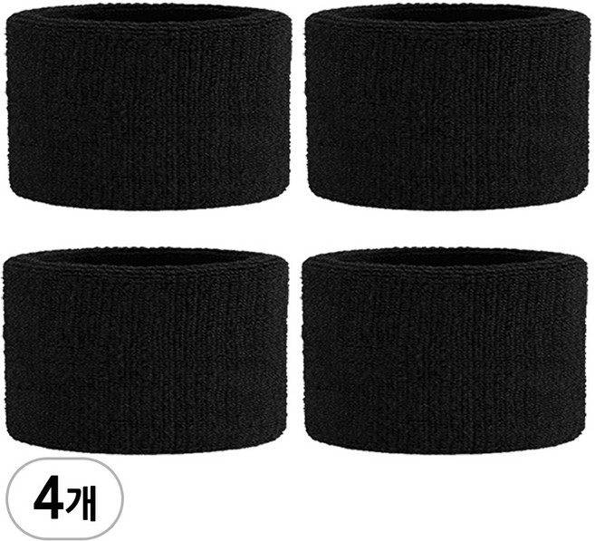 숏 손목밴드, 4개, 블랙