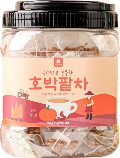 호박팥차 삼각티백 미세플라스틱없는 생분해필터 100개, 1개, 100개입, 1.5g