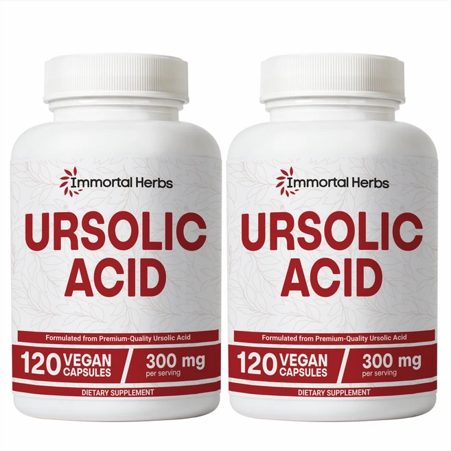 Immortal Herbs 여성 및 남성용 우르솔산 보충제 300mg 120알 로즈마리 잎 추출물 분말 비-GMO 및 글루텐 프리 우르솔산 캡슐, 2개, 120정 - 쿠팡