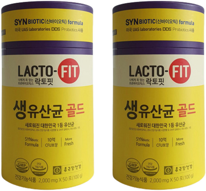 락토핏 생유산균 골드 2g x 50포 2통, 100g, 1개