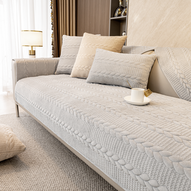 Olivet 부드러운 초극세사 미끄럼 방지 사계절 소파 패드 4인승