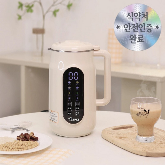 호밍사이 프리미엄 원터치 자동세척 가열 두유제조기 국내인증 홈쇼핑 죽제조기 이유식제조기 보온 저소음 가정용 믹서 메이커 건강식, 터치스크린 836K
