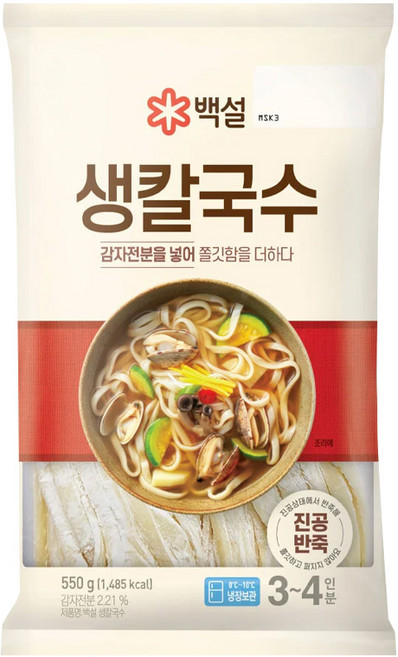 [냉장] CJ 제일제면소 생칼국수, 3개, 550g