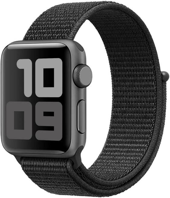 사라밴드 애플워치 호환 나일론 스포츠 벨크로핏 스트랩, 38/40/41/42mm, 다크 블랙, 1개