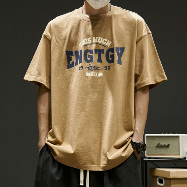 데일로엔 남자 빈티지 레터링 박스핏 반팔티