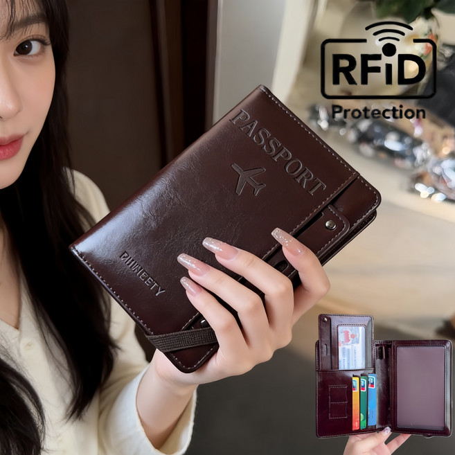 UTIMIU RFID 차단 가죽 여권 케이스 여행용 멀티 파우치 여권지갑