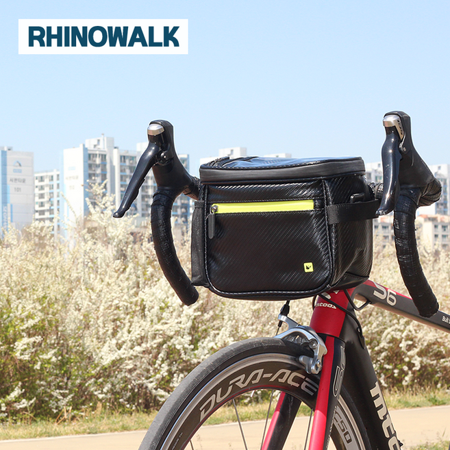 라이노워크 자전거 핸들바 가방 4리터 대용량 스마트폰 가방 국토대장정, CARBON-BLACK