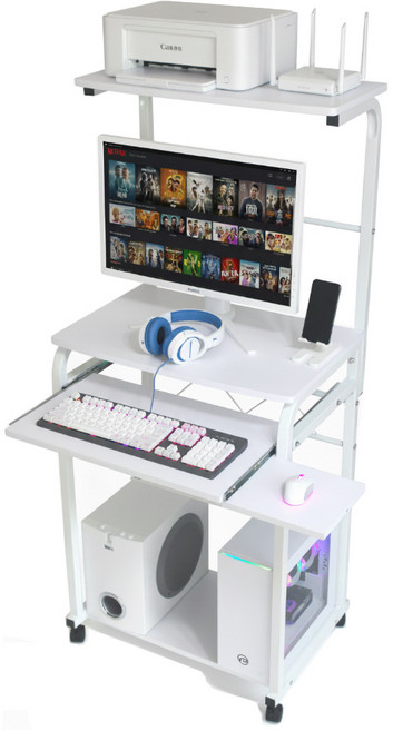 틈새 좁은공간 학생 학원 원룸 이동식 2단 공간절약형 1인용 컴퓨터책상, 화이트