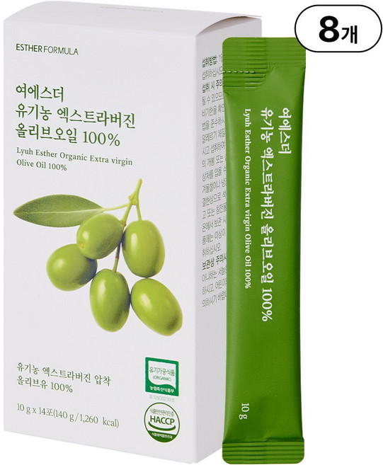 본사직영 여에스더 유기농 엑스트라버진 올리브오일 100% 국민영양 프로젝트, 140g, 8박스