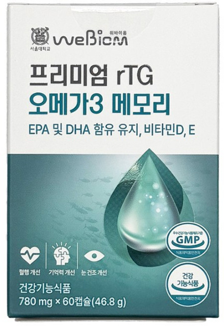 위바이옴 정품 프리미엄 rTG 오메가3 메모리, 60정, 1개