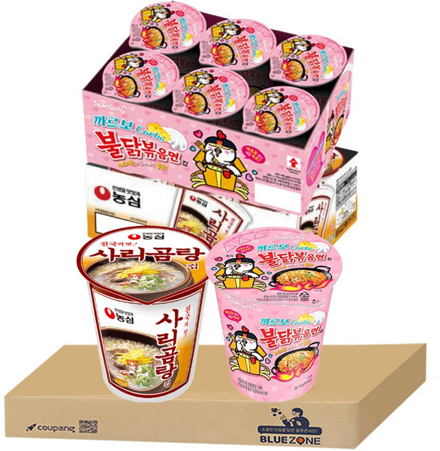 블루존 사리곰탕 소컵라면 70g (6입) +까르보불닭 소컵라면 80g (6입)