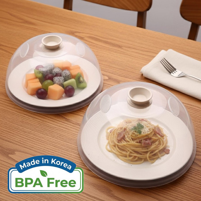 픽커스 디자인 푸드 커버 전자레인지 덮개 2종 세트, 1세트, 베이지