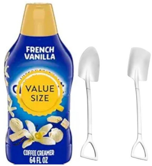 커피 액상 라떼 덤바스 인터내셔널딜라이트 크리머 64액량 온스 크리미하고 부드러운 즐거운 크리머와 미니 금속 삽 스푼 (프렌치 바닐라), 커피 액상 라떼 덤바스 인터내셔널딜라이트 크리머 64액