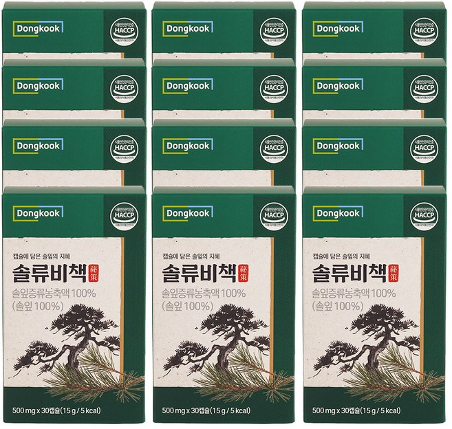 동국 솔류비책 솔잎증류농축액 100%식약청인증 HACCP 시설 제조, 12개, 30정