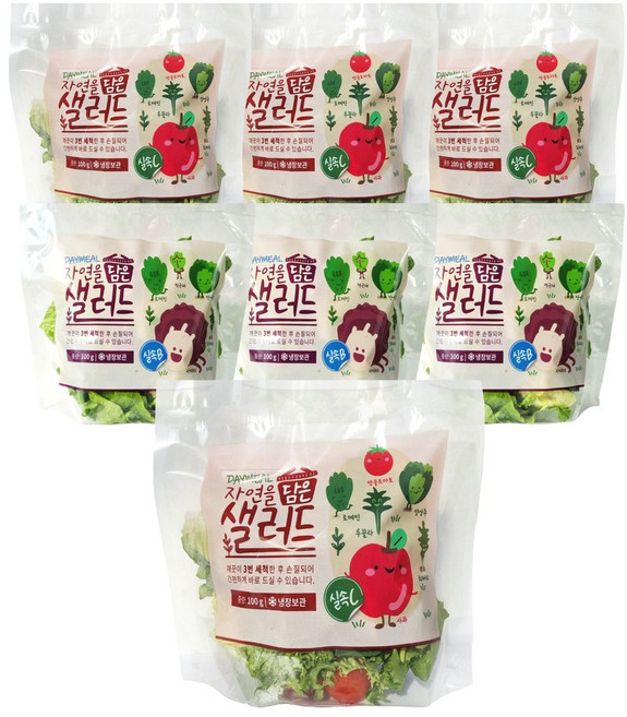 데이밀 자연을담은 샐러드 혼합구성 실속B+실속C 국내산 야채믹스 과채믹스, 7개, 100g