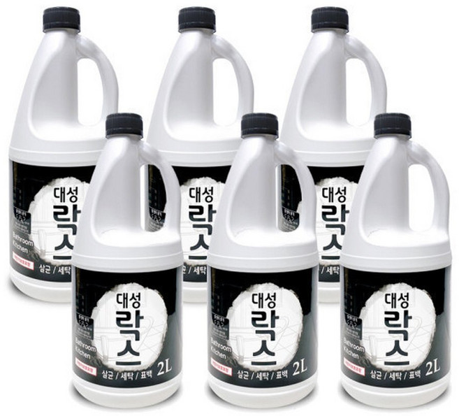대성락스 표백제 청소세제 얼룩제거 주방청소 욕실청소 살균소독 악취제거 대성락스 2L x 6개입 1박스, 6개