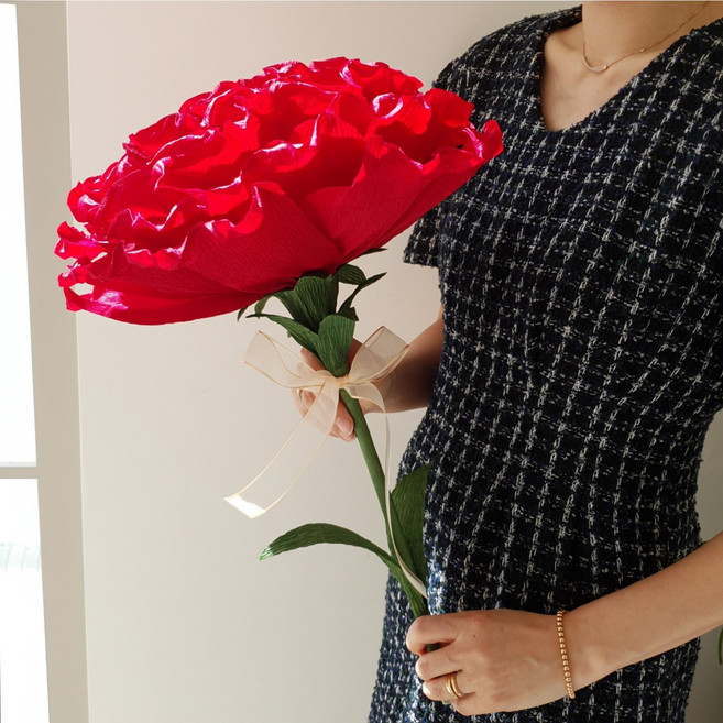 어버이날 스승의날 카네이션 선물 카네이션 꽃다발 앤플로라 페이퍼플라워 점보카네이션 스탠드, 핑크, 추가안함, 1개