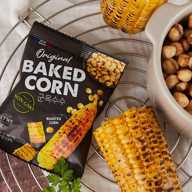 구운 옥수수 과자 찰옥수수 베이키드 콘 프로틴 10g함유 우유시즈닝 껍질제거 낱개포장, 1개, 60g