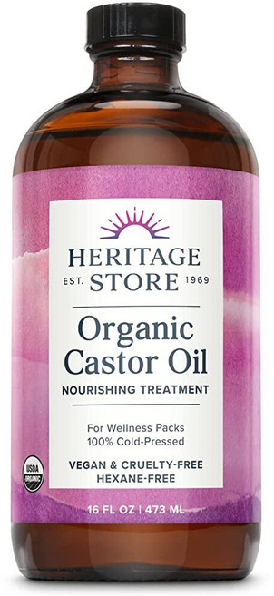 HERITAGE STORE 라벤더 캐스터 오일 자연 추출물 에센셜 오일이 함유된 진정 헤어 트리트먼트 케어 스킨 팩 랩 향 비건 헥산 프리 226.8g 8온스 221481