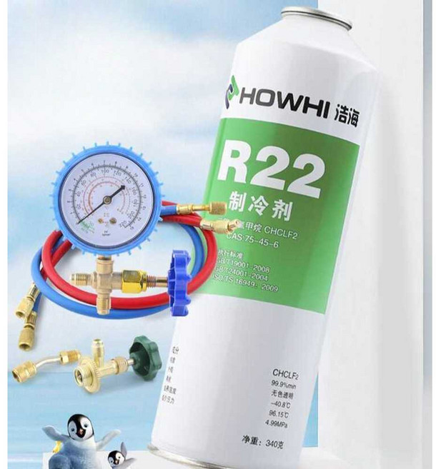 R22 냉매 가정용 에어컨 충전 프레온 가스 보충 주입, 1개, R22 냉매 1개+충전게이지세트